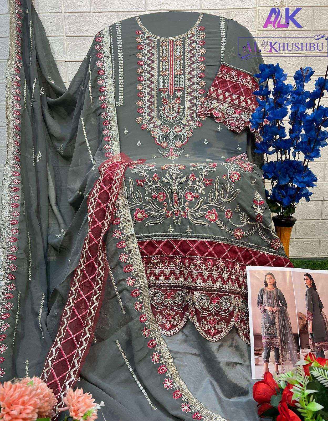 AL Khushbu Afifa Vol 2 Georgette Dress Material wholesale price ( 3 pcs catalog )