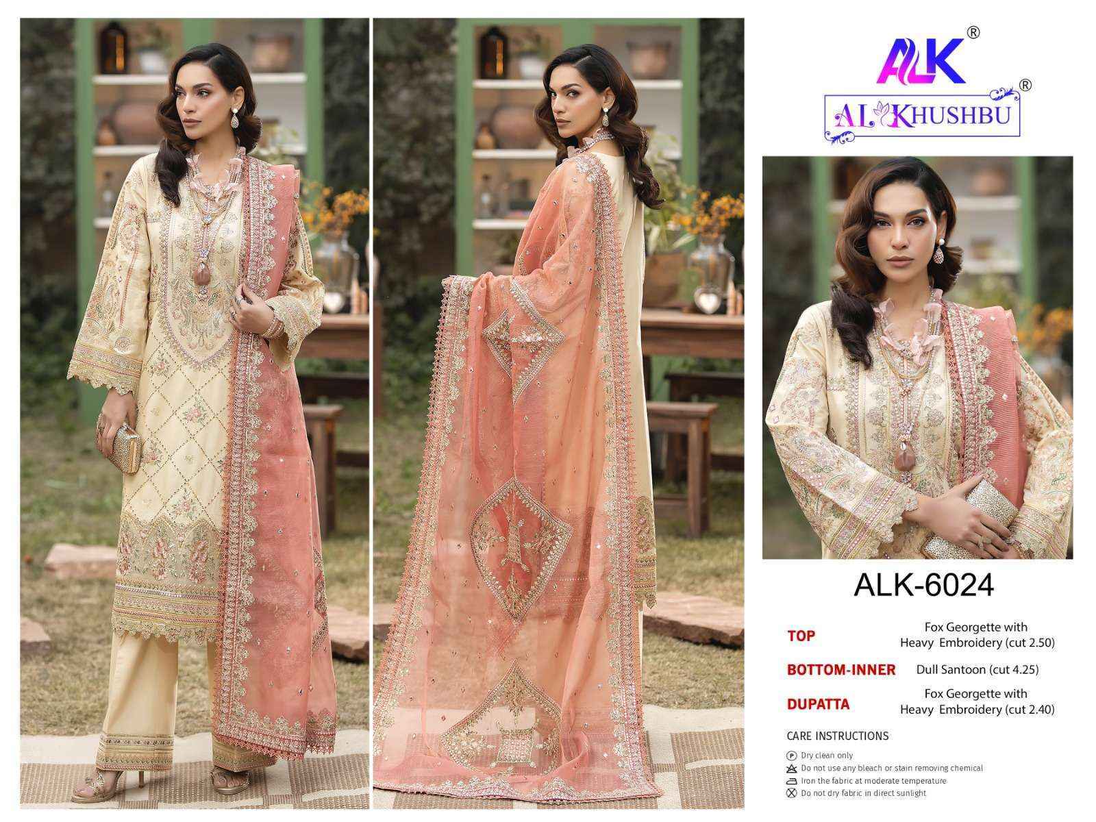 AL Khushbu DNO 6024 Georgette Dress Material wholesale price ( 3 pcs catalog )
