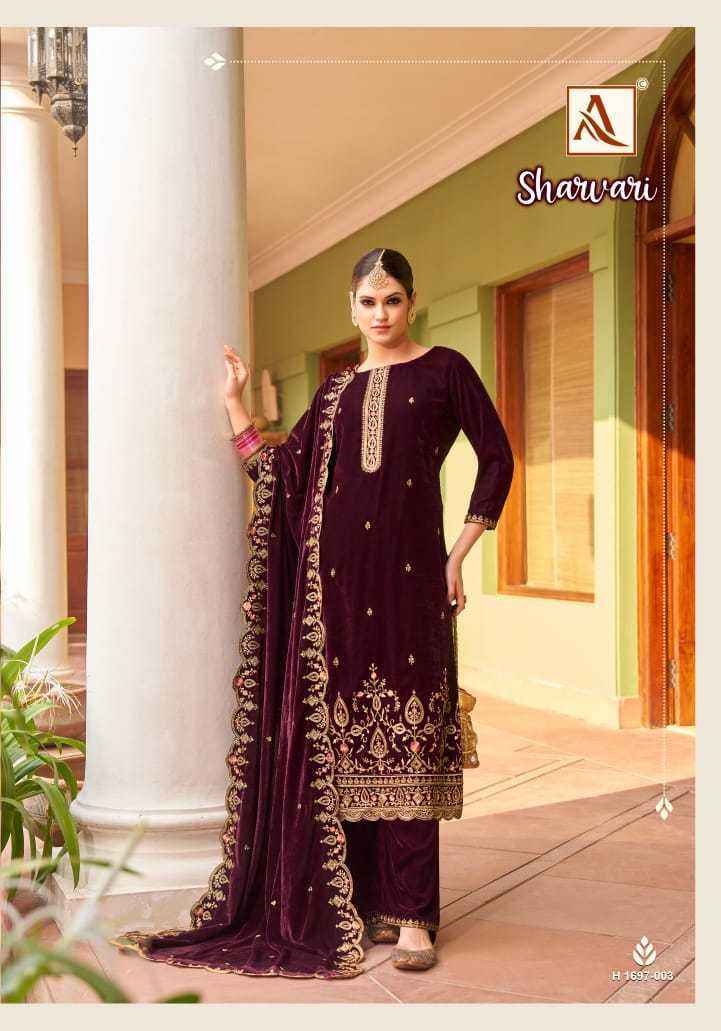 Alok Suit Sharvari Velvet Wholesale Dress Material ( 4 pcs Catalogue )
