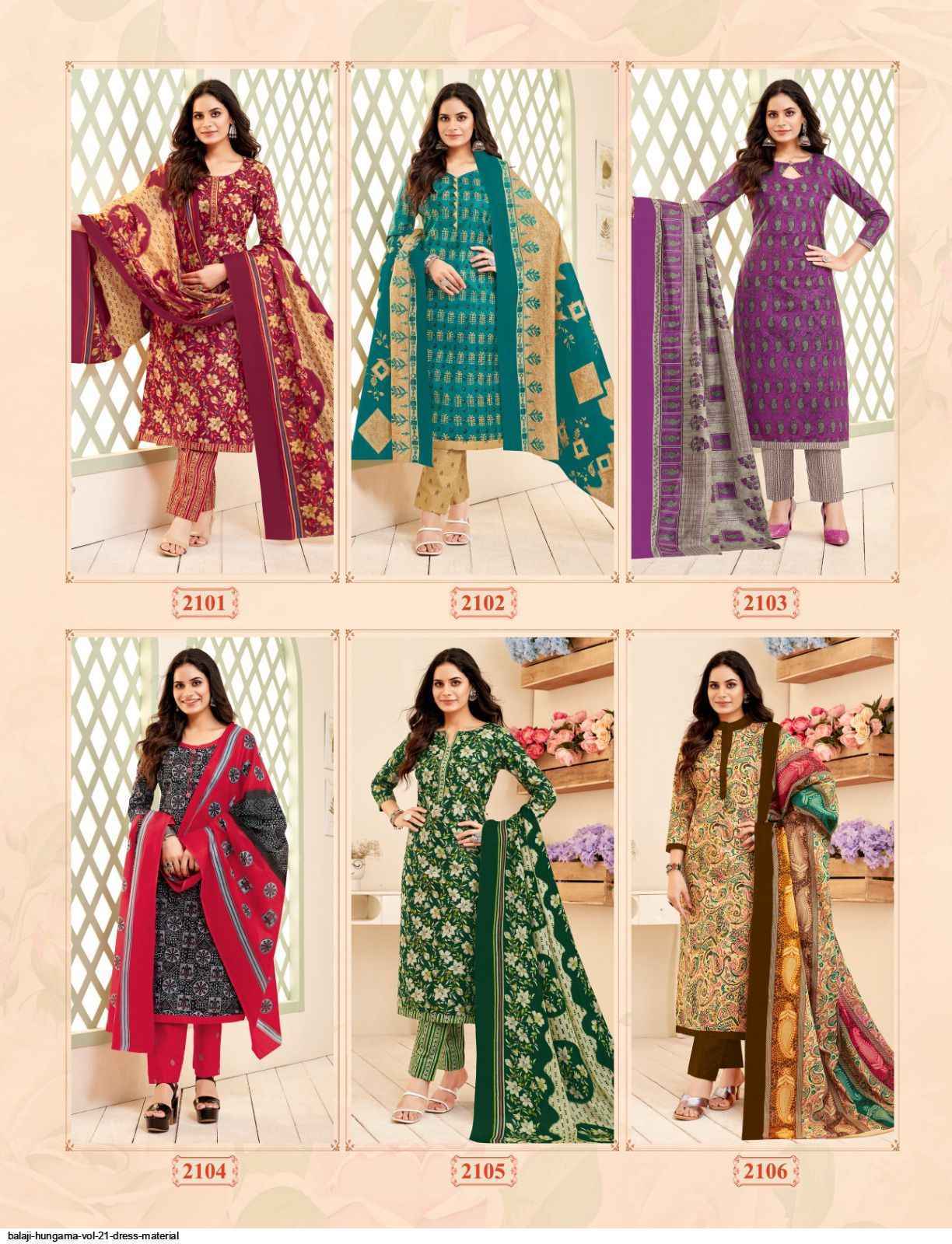 Balaji Cotton Hangama Vol 21 Wholesale Salwar Suits ( 12 pcs Catalogue )