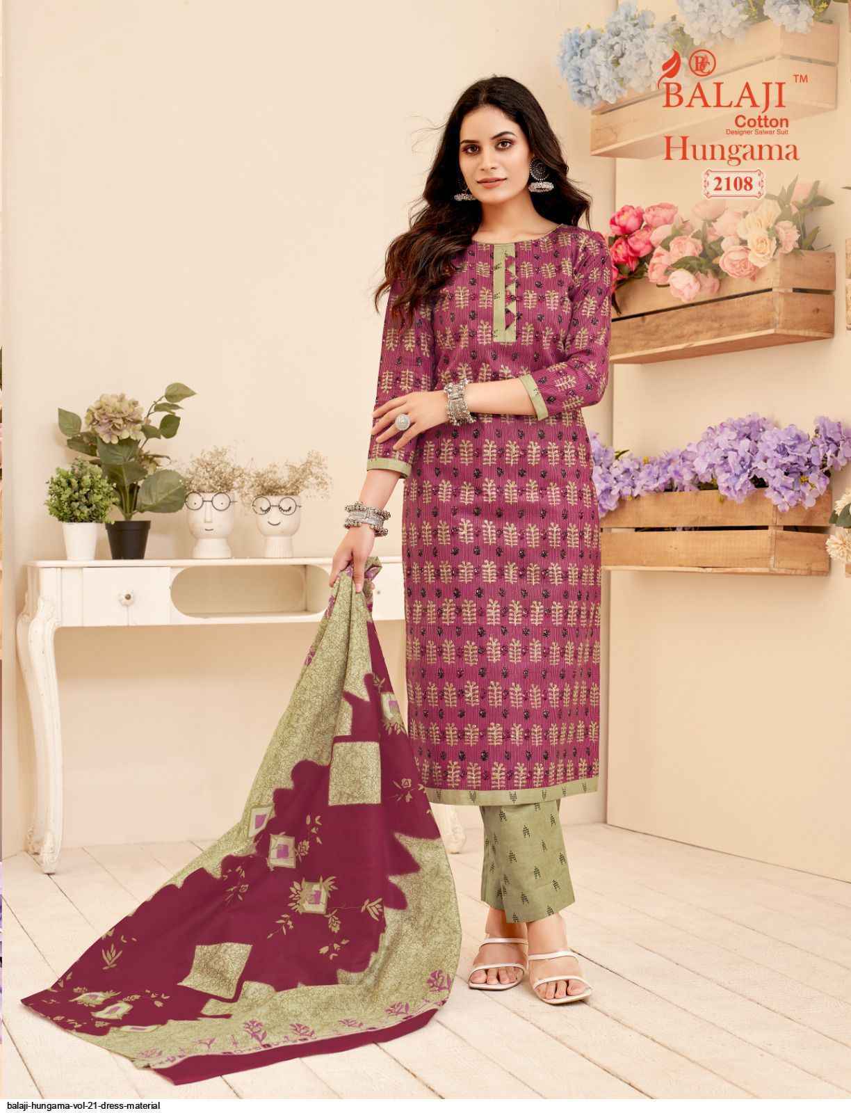 Balaji Cotton Hangama Vol 21 Wholesale Salwar Suits ( 12 pcs Catalogue )