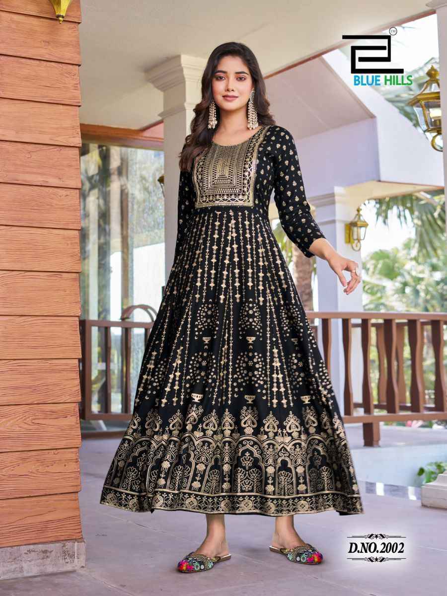 Blue Hills Pushpa 2 Wholesale Rayon Anarkali Gown ( 8 pcs Catalogue )