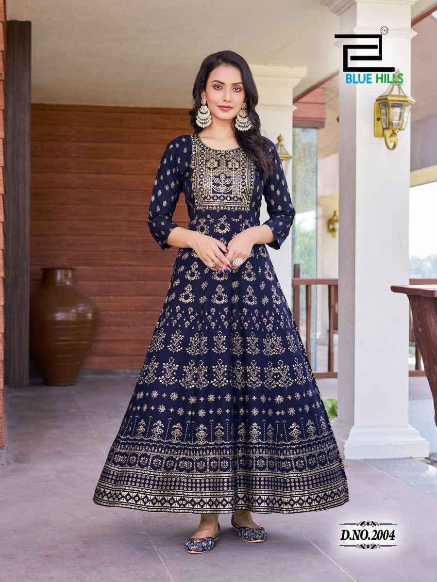 Blue Hills Pushpa 2 Wholesale Rayon Anarkali Gown ( 8 pcs Catalogue )