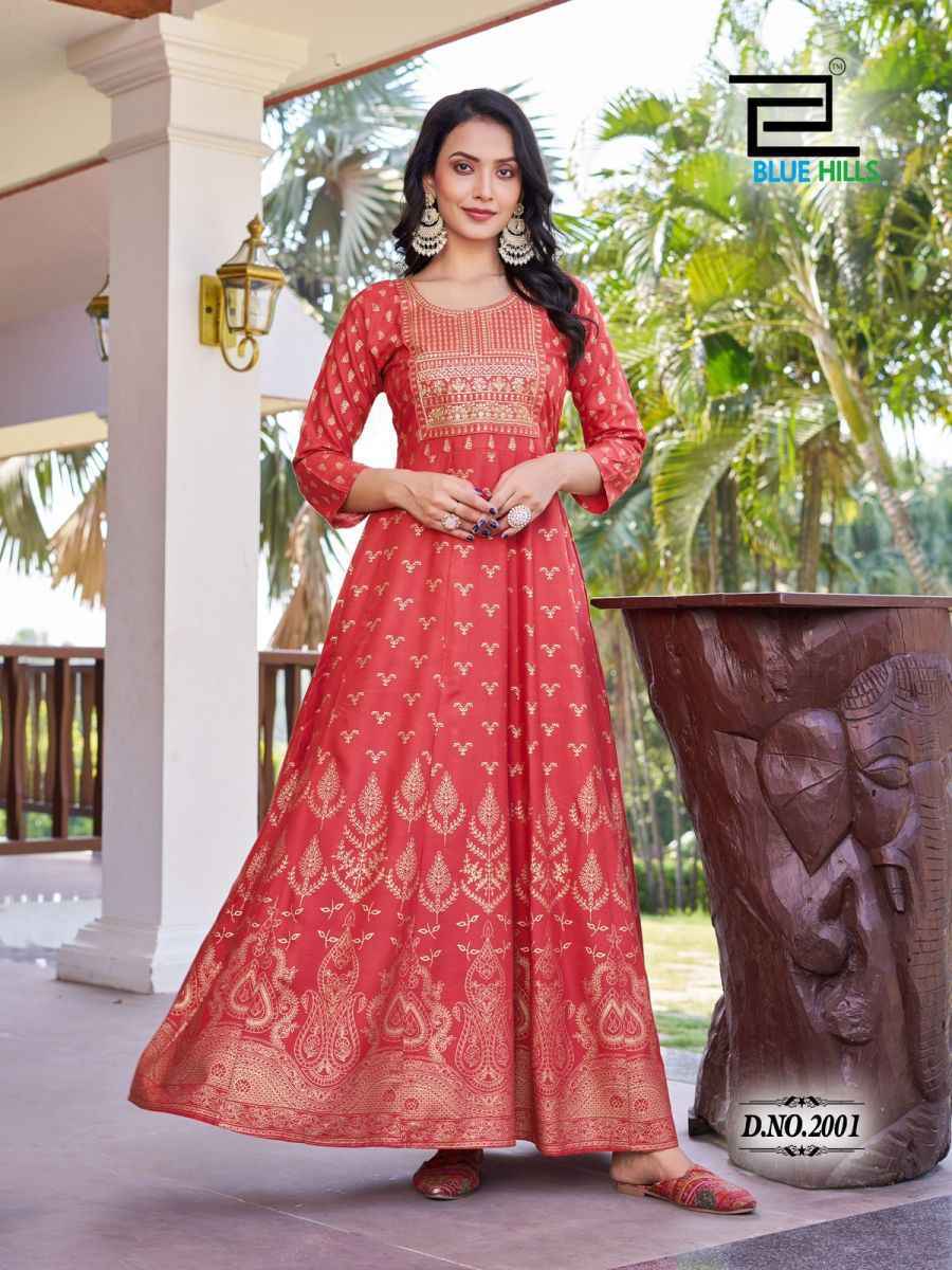 Blue Hills Pushpa 2 Wholesale Rayon Anarkali Gown ( 8 pcs Catalogue )