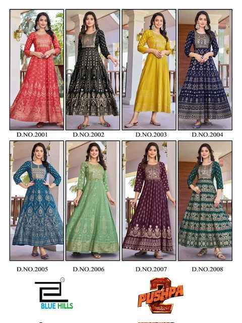 Blue Hills Pushpa 2 Wholesale Rayon Anarkali Gown ( 8 pcs Catalogue )