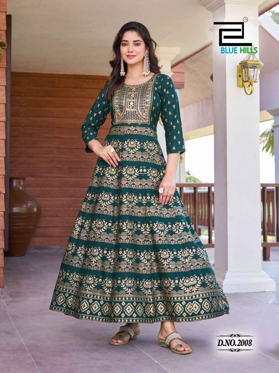 Blue Hills Pushpa 2 Wholesale Rayon Anarkali Gown ( 8 pcs Catalogue )