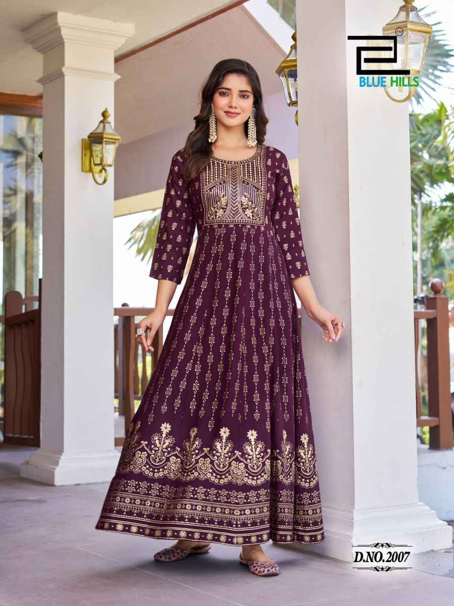 Blue Hills Pushpa 2 Wholesale Rayon Anarkali Gown ( 8 pcs Catalogue )
