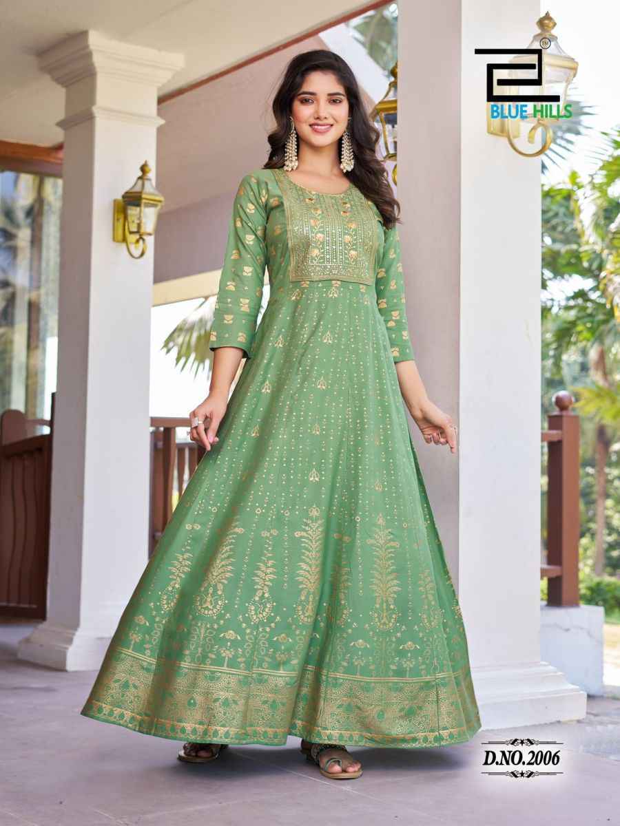Blue Hills Pushpa 2 Wholesale Rayon Anarkali Gown ( 8 pcs Catalogue )