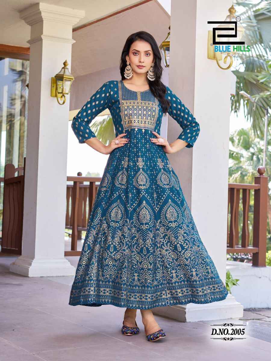 Blue Hills Pushpa 2 Wholesale Rayon Anarkali Gown ( 8 pcs Catalogue )