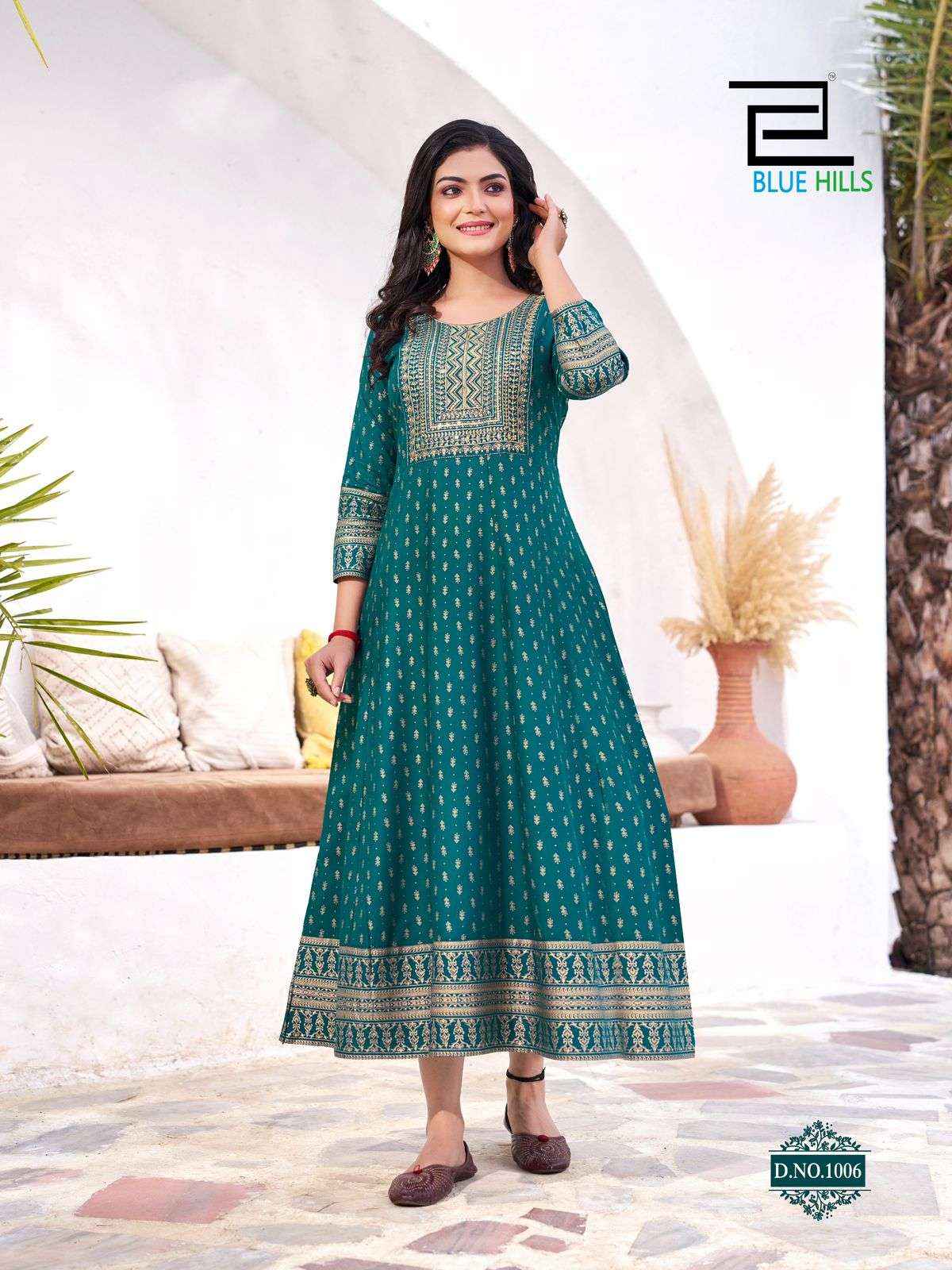 Blue Hills Yashika Wholesale Fancy Anarkali Kurti Gown Suits ( 10 Pcs Catalogue )