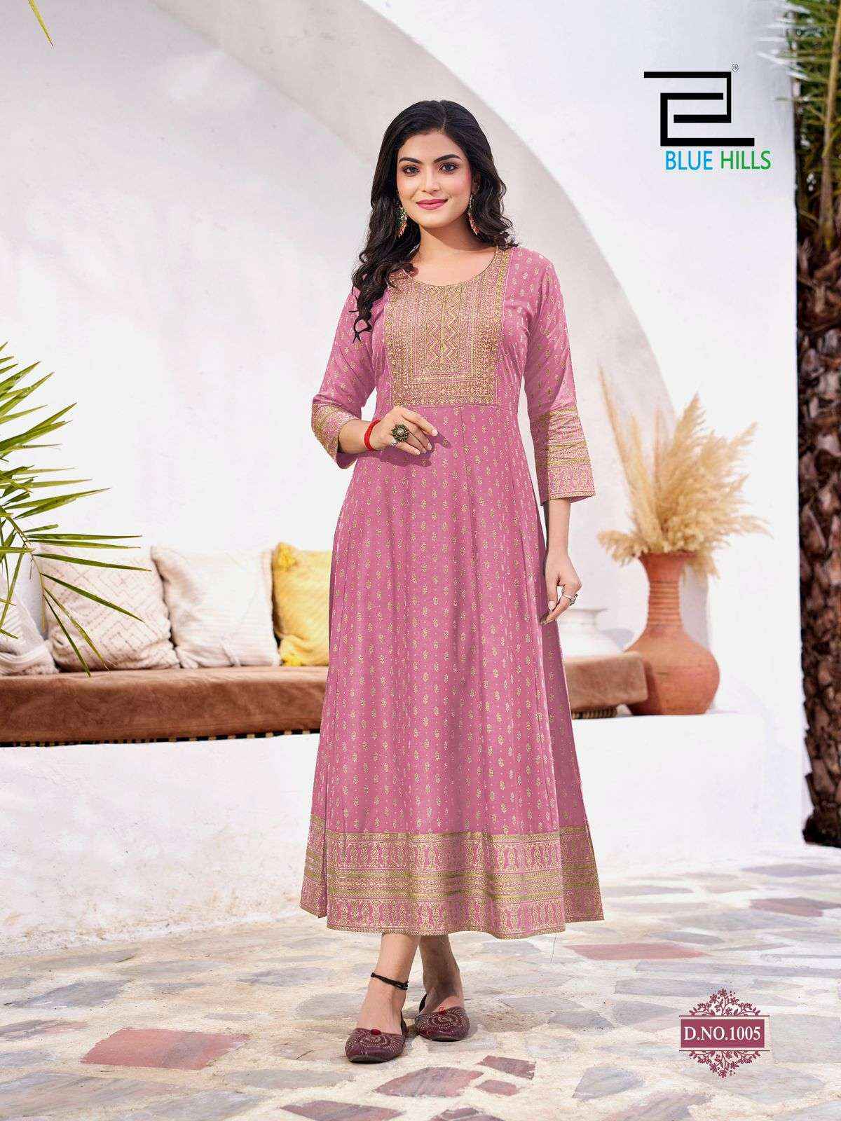 Blue Hills Yashika Wholesale Fancy Anarkali Kurti Gown Suits ( 10 Pcs Catalogue )