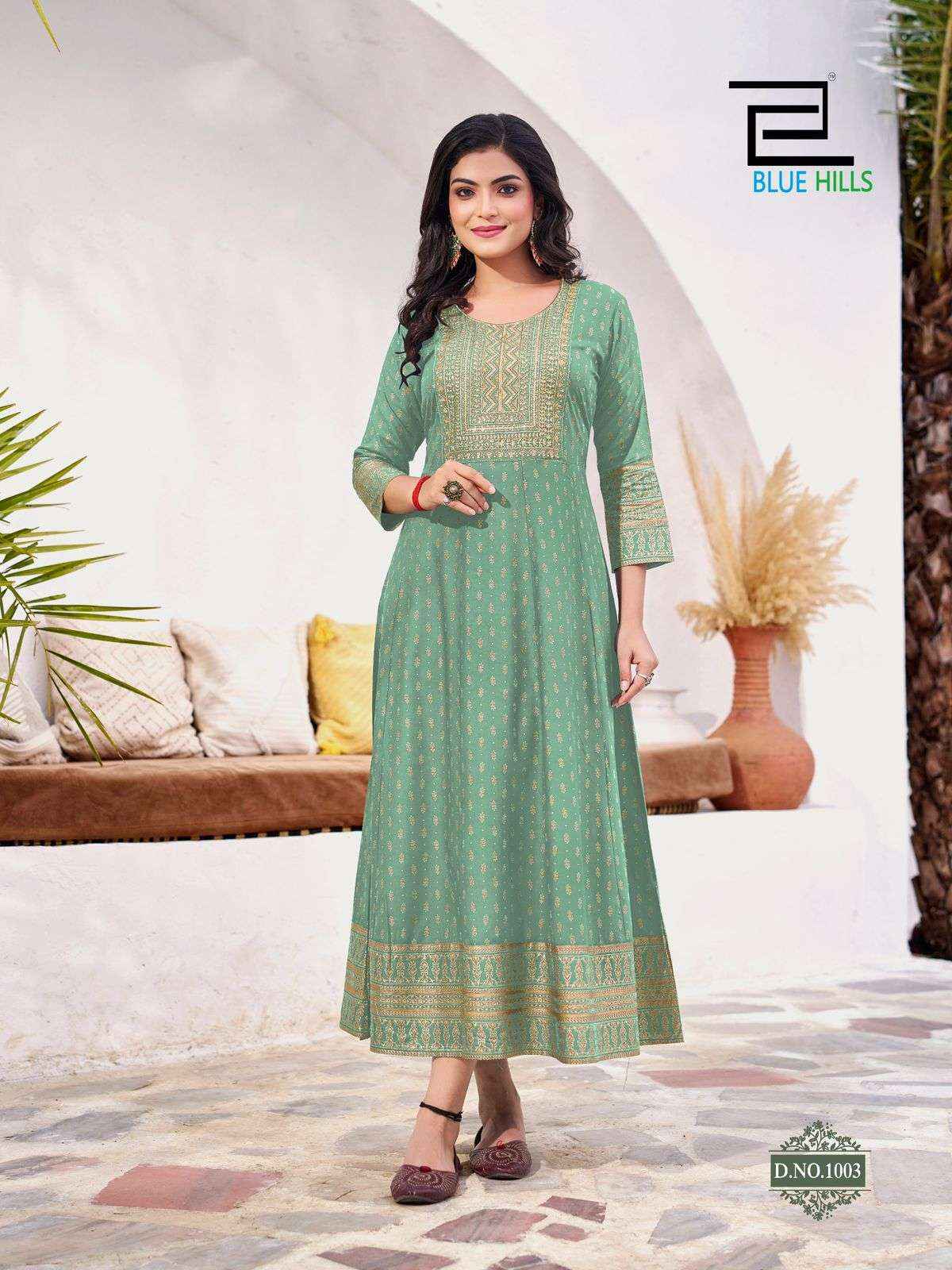 Blue Hills Yashika Wholesale Fancy Anarkali Kurti Gown Suits ( 10 Pcs Catalogue )