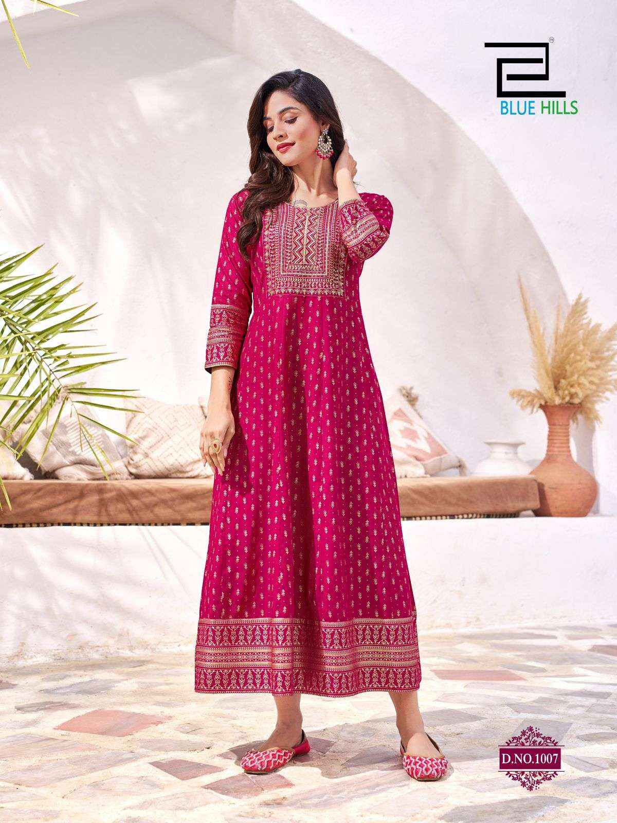 Blue Hills Yashika Wholesale Fancy Anarkali Kurti Gown Suits ( 10 Pcs Catalogue )