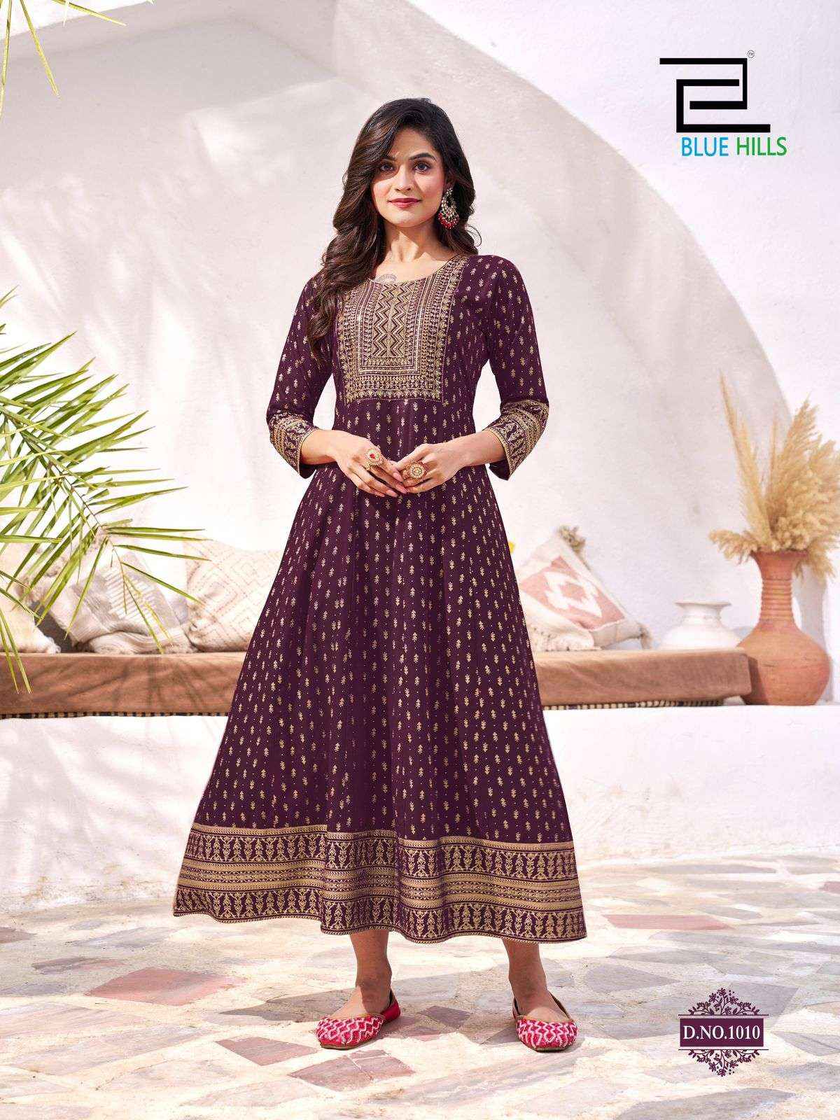 Blue Hills Yashika Wholesale Fancy Anarkali Kurti Gown Suits ( 10 Pcs Catalogue )