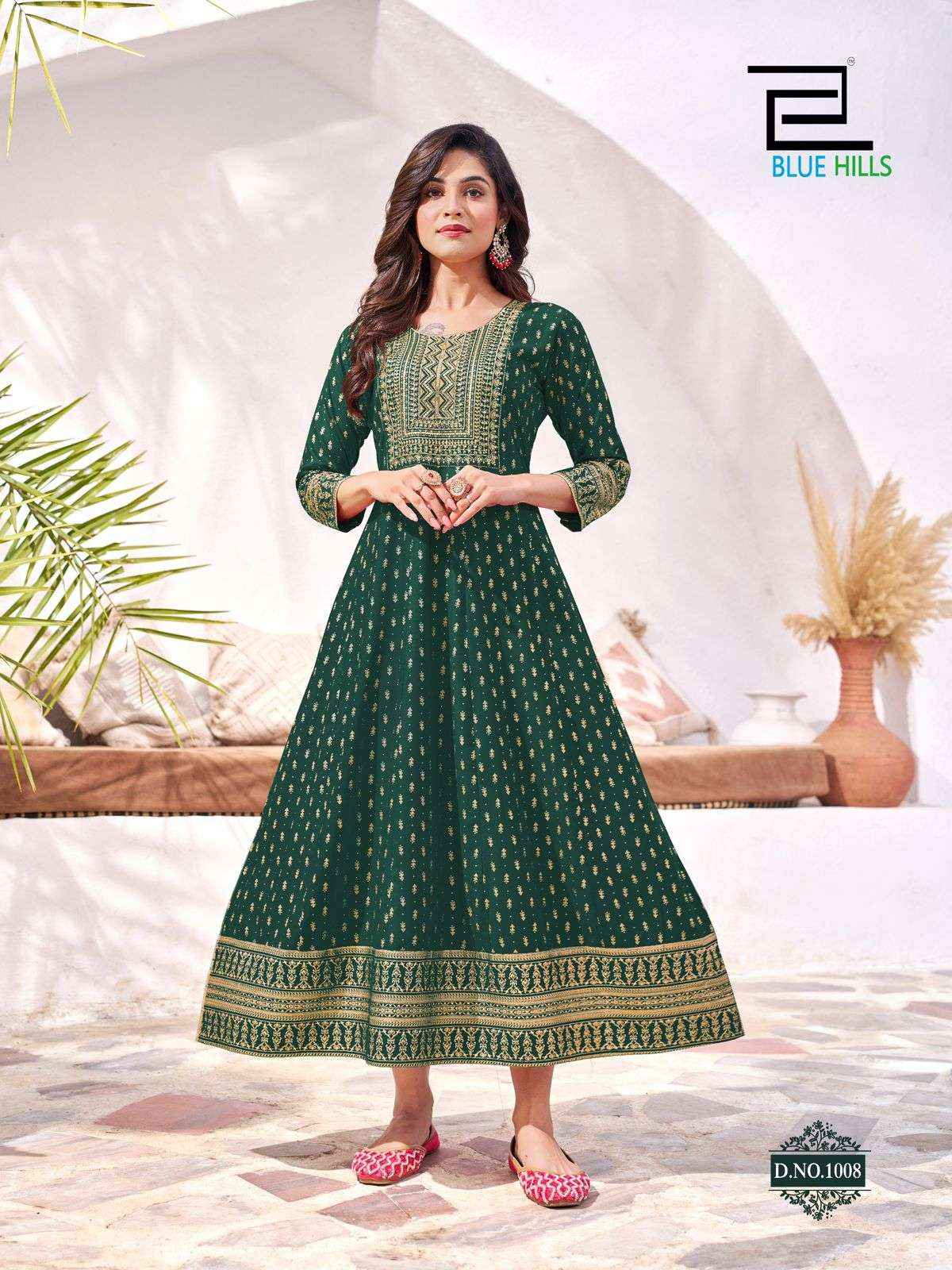 Blue Hills Yashika Wholesale Fancy Anarkali Kurti Gown Suits ( 10 Pcs Catalogue )