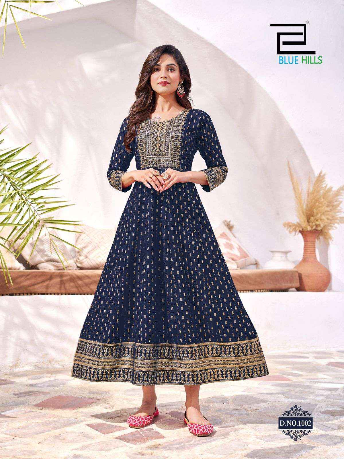 Blue Hills Yashika Wholesale Fancy Anarkali Kurti Gown Suits ( 10 Pcs Catalogue )