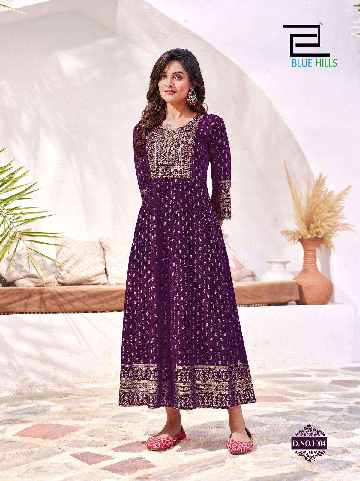 Blue Hills Yashika Wholesale Fancy Anarkali Kurti Gown Suits ( 10 Pcs Catalogue )