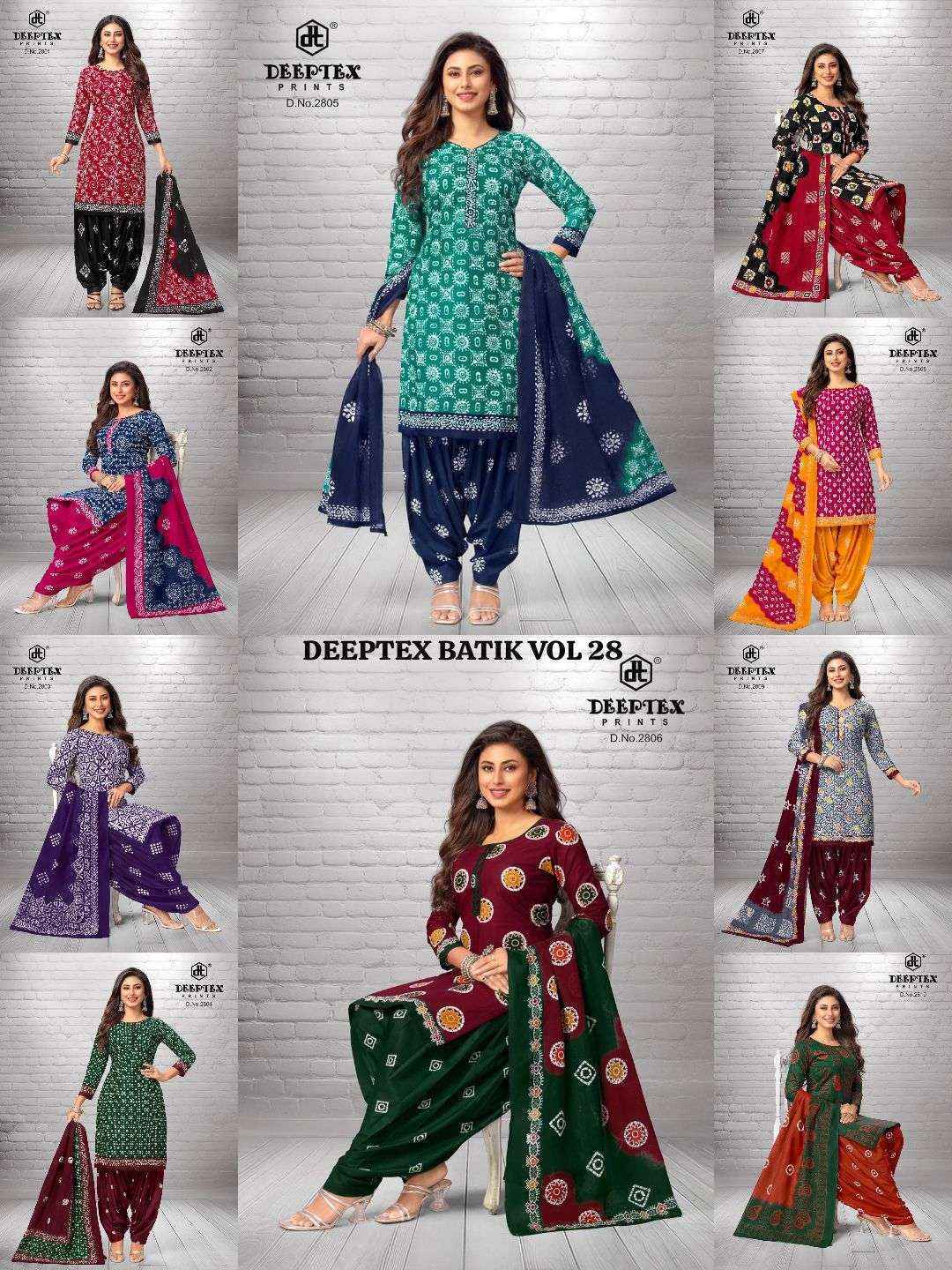 Deeptex Prints Batik Plus Vol 28 Wholesale Cotton Salwar Suits (10 pcs Catalogue )