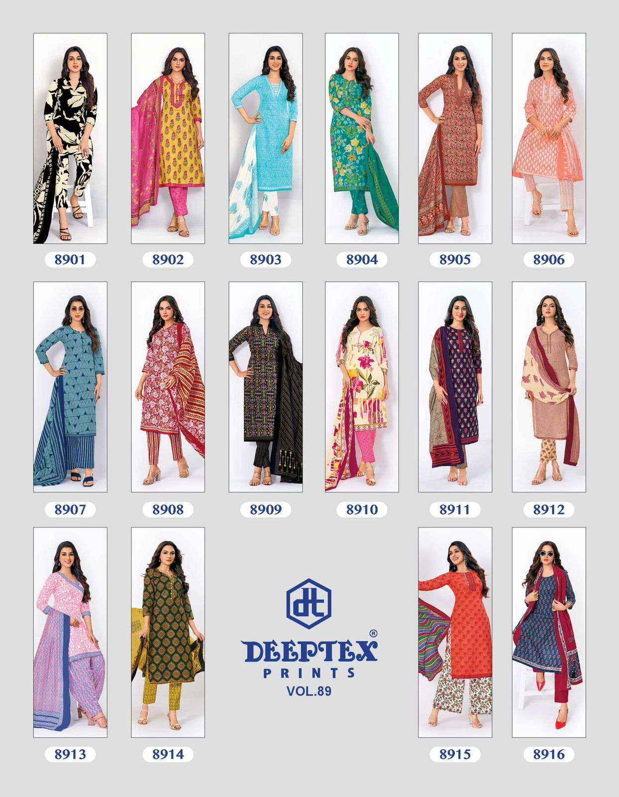 Deeptex Prints Miss India Vol 89 Pure Cotton Salwar Suits ( 16 Pcs Catalogue )