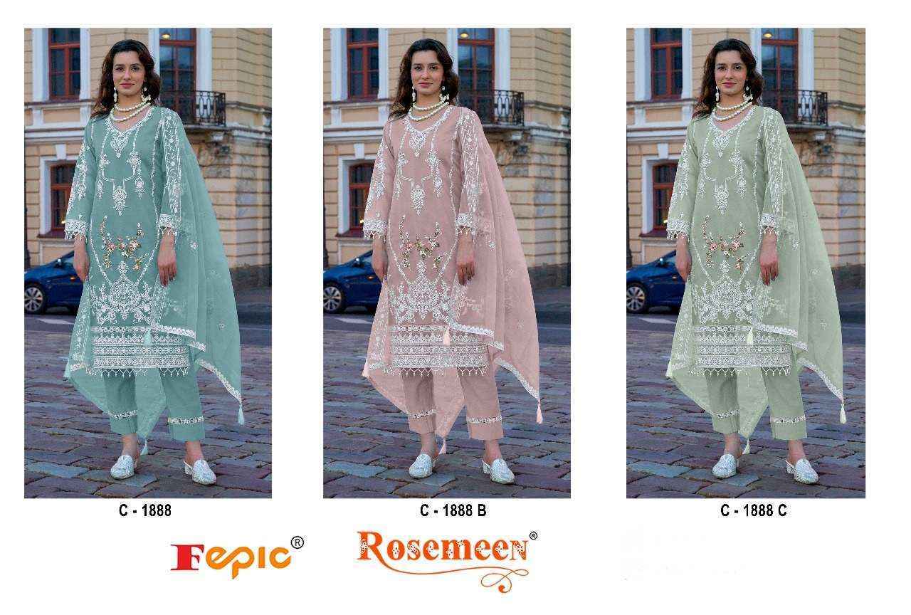 Fepic Rosemeen C 1888 Organza Dress Material Wholesale Price ( 4 Pcs Catalog )