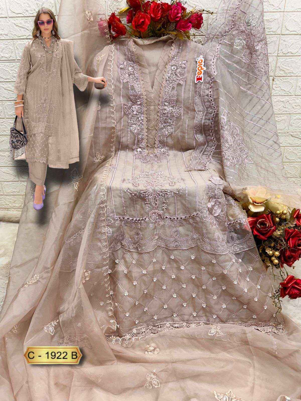 Fepic Rosemeen C 1922 Organza Dress Material Wholesale Price ( 3 Pcs Catalog )