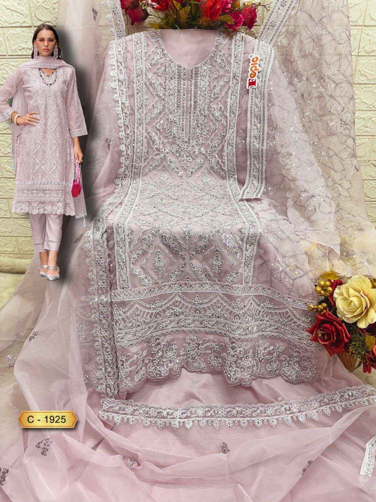 Fepic Rosemeen C 1925 Organza Dress Material Wholesale Price ( 3 Pcs Catalog )
