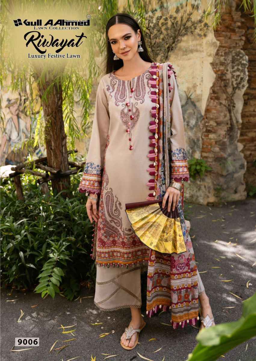 Gull Aahmed Riwayat Vol 9 Wholesale Lawn Cotton Dress Material ( 6 pcs Catalogue )