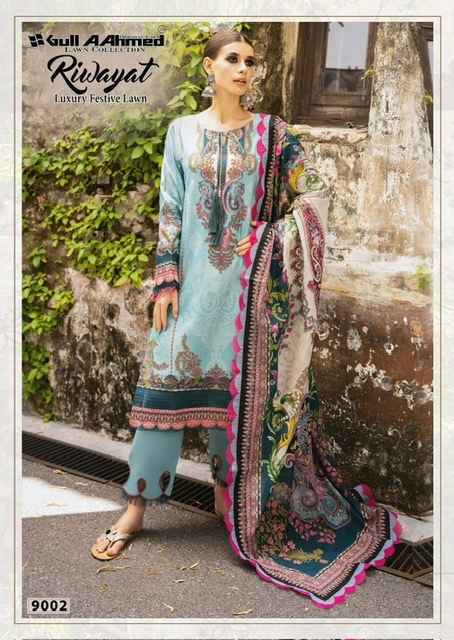 Gull Aahmed Riwayat Vol 9 Wholesale Lawn Cotton Dress Material ( 6 pcs Catalogue )