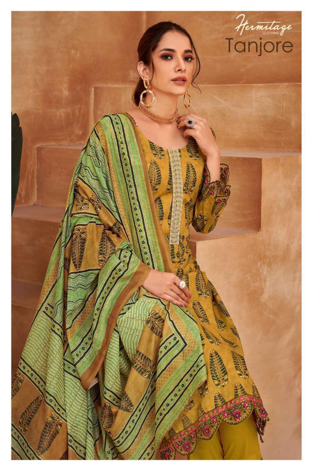 Hermitage Tanjore Wholesale Ladies Designer Dress Material ( 6 Pcs Catalog )