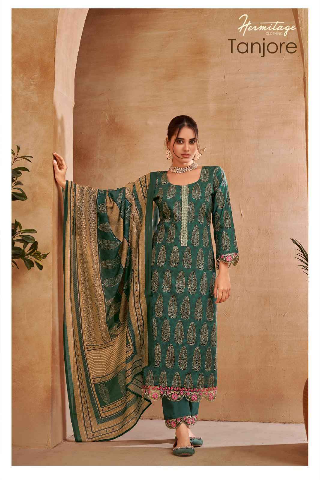 Hermitage Tanjore Wholesale Ladies Designer Dress Material ( 6 Pcs Catalog )