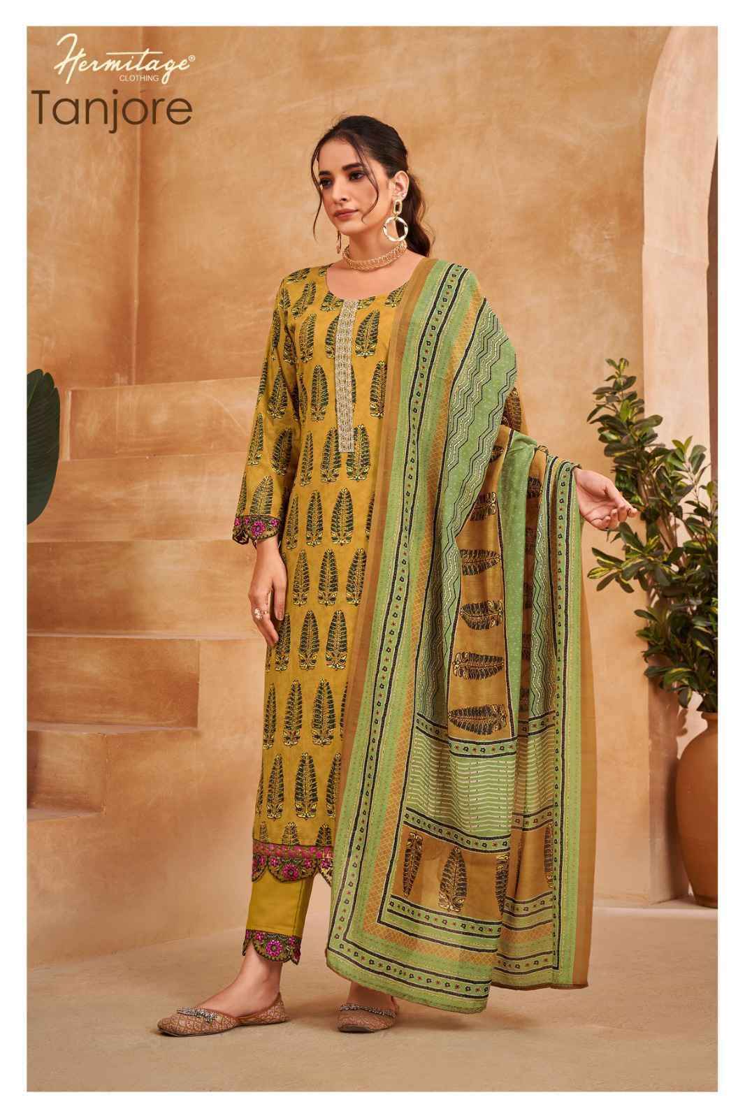 Hermitage Tanjore Wholesale Ladies Designer Dress Material ( 6 Pcs Catalog )