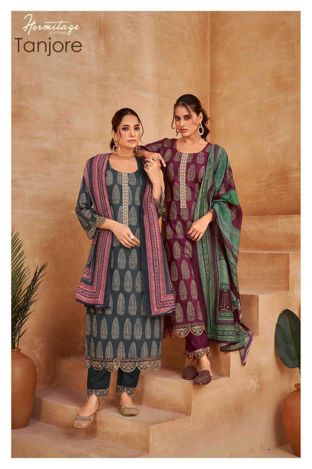 Hermitage Tanjore Wholesale Ladies Designer Dress Material ( 6 Pcs Catalog )