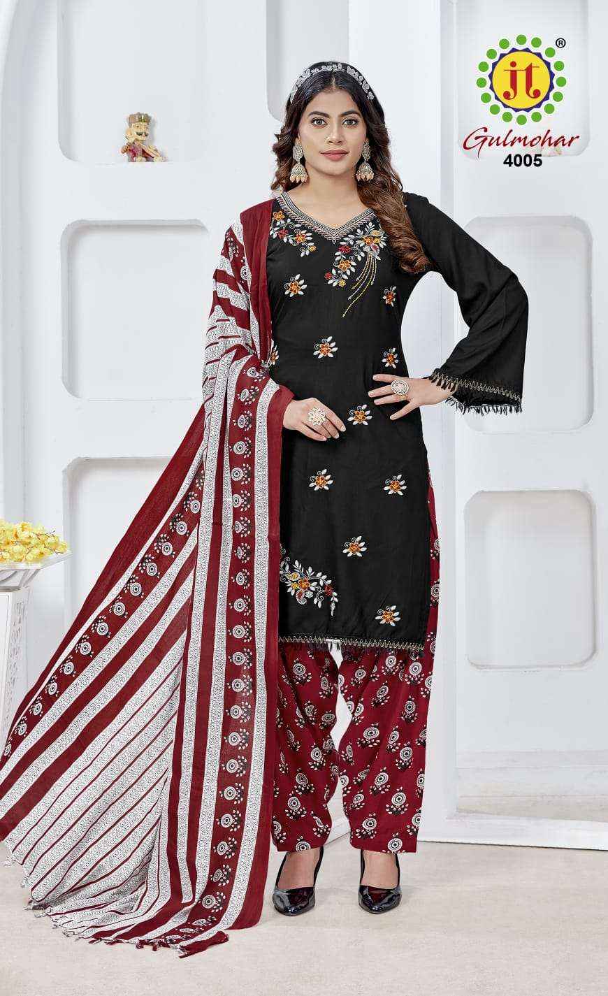 JT GULMOHAR VOL 4 RAYON FANCY EMBROIDERY WORKS SUIT ( 5 PCS CATALOG )