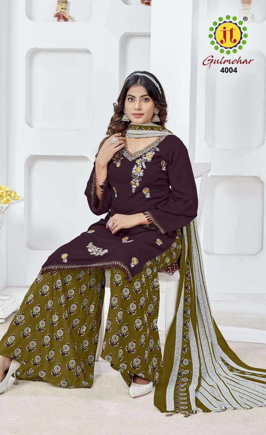 JT GULMOHAR VOL 4 RAYON FANCY EMBROIDERY WORKS SUIT ( 5 PCS CATALOG )