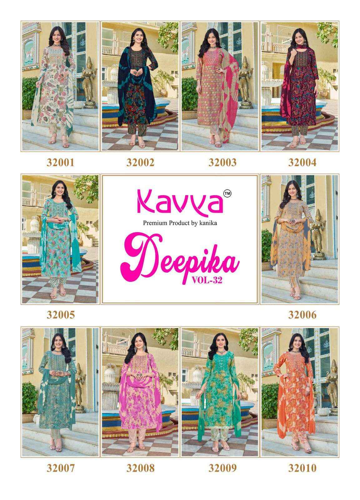 Kavya Deepika Vol 32 Wholesale Readymade Suits ( 10 Pcs Catalogue )