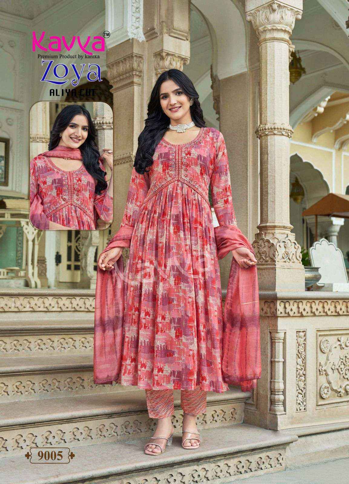 Kavya Zoya Vol 9 Wholesale Aaliya Cut Designer Readymade Suits ( 10 Pcs Catalogue )