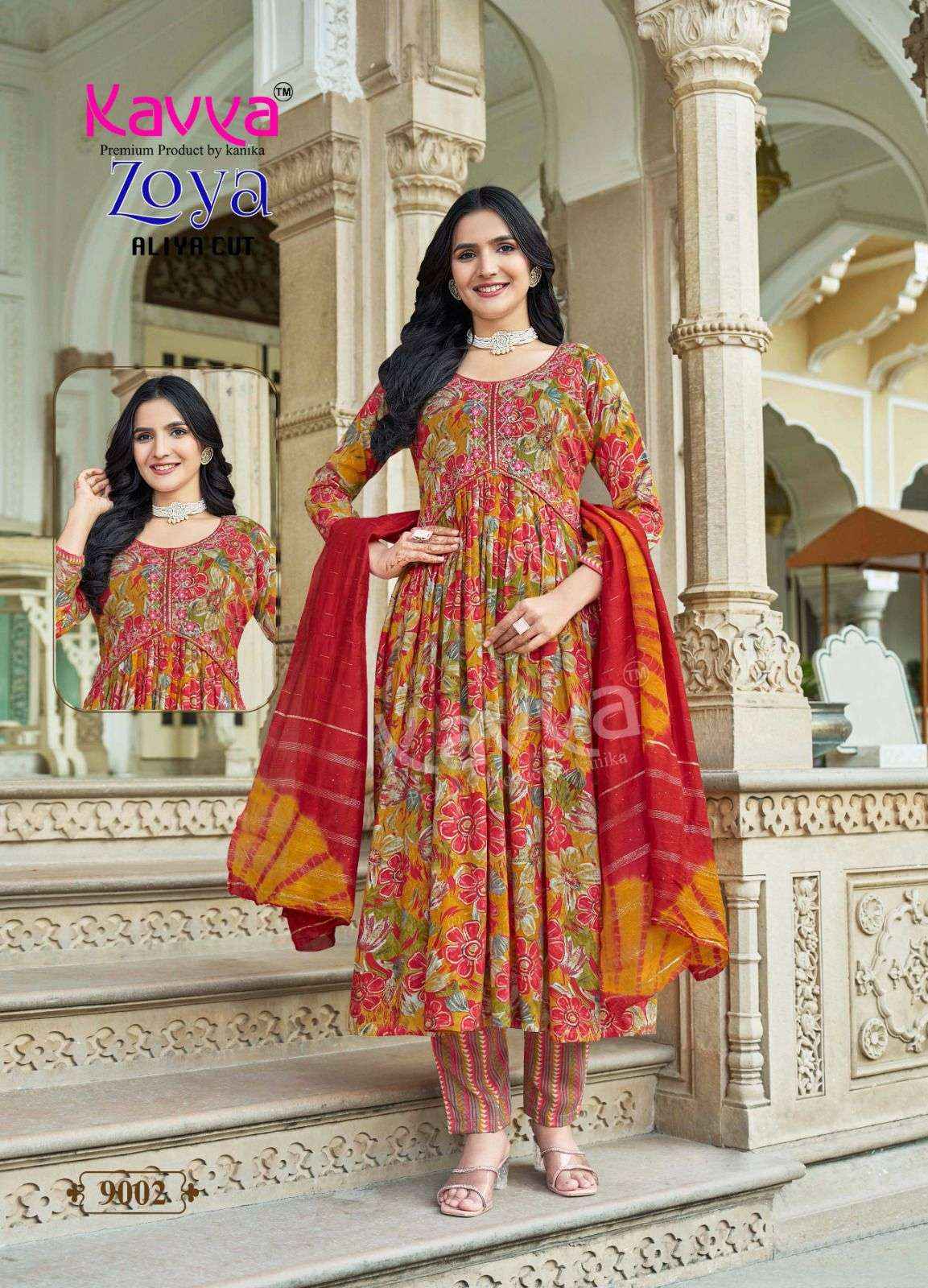 Kavya Zoya Vol 9 Wholesale Aaliya Cut Designer Readymade Suits ( 10 Pcs Catalogue )