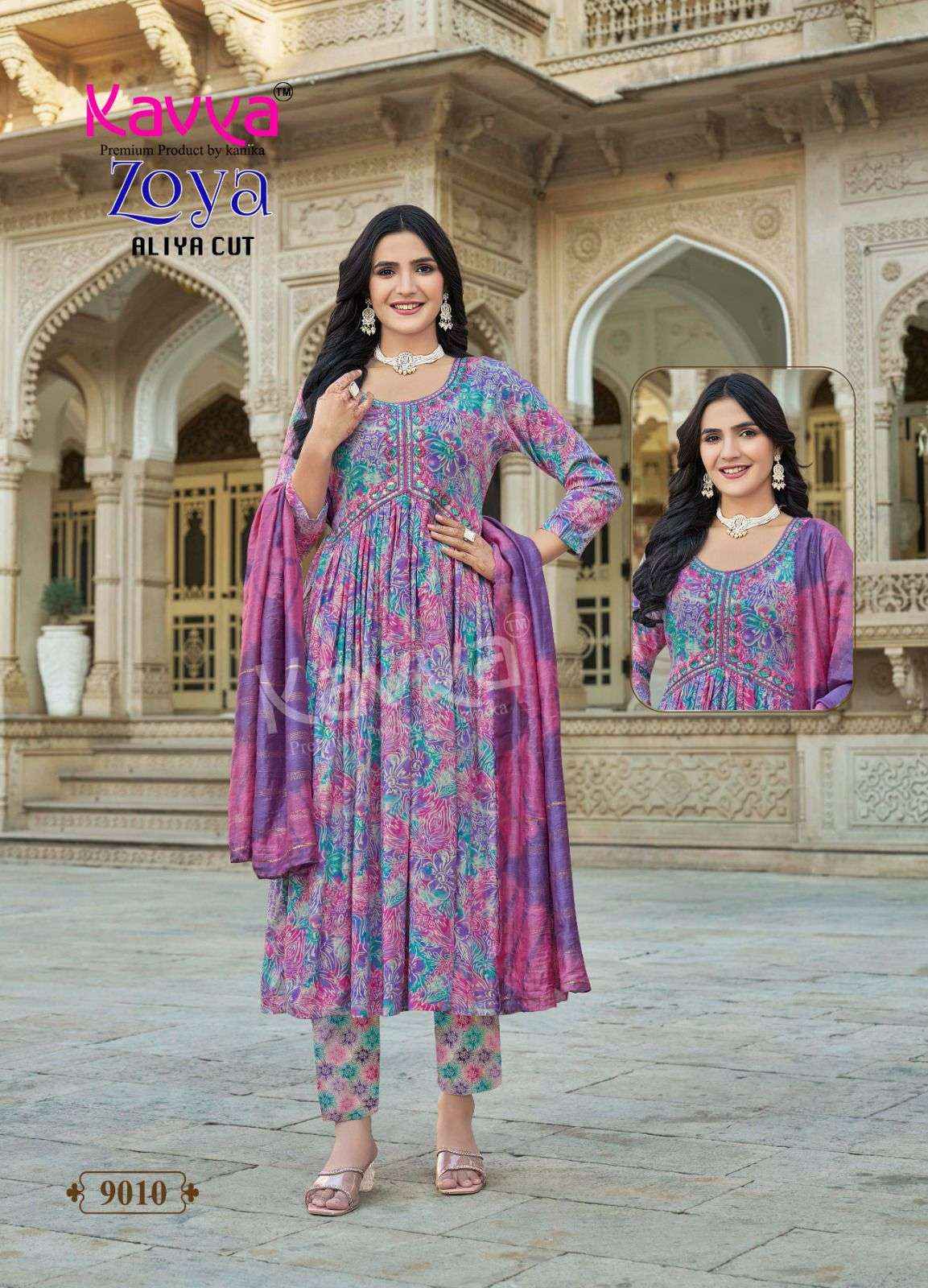Kavya Zoya Vol 9 Wholesale Aaliya Cut Designer Readymade Suits ( 10 Pcs Catalogue )