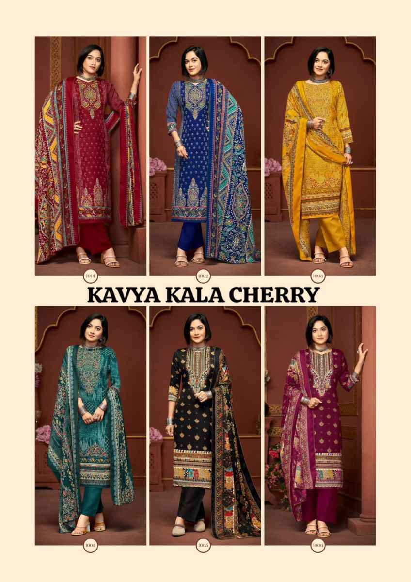 Kavyakala Cherry Pashmina Wholesale Dress Material ( 6 pcs Catalogue )