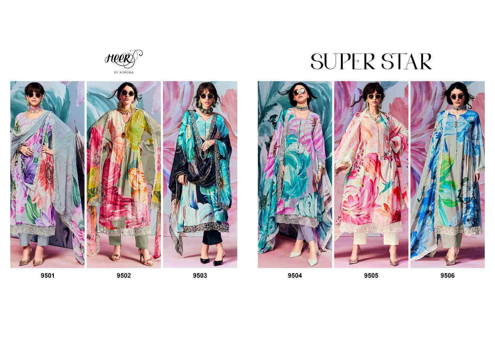Kimora Heer Super Star Pure Muslin Fancy Ladies Suit wholesale price ( 6 pcs catalog )