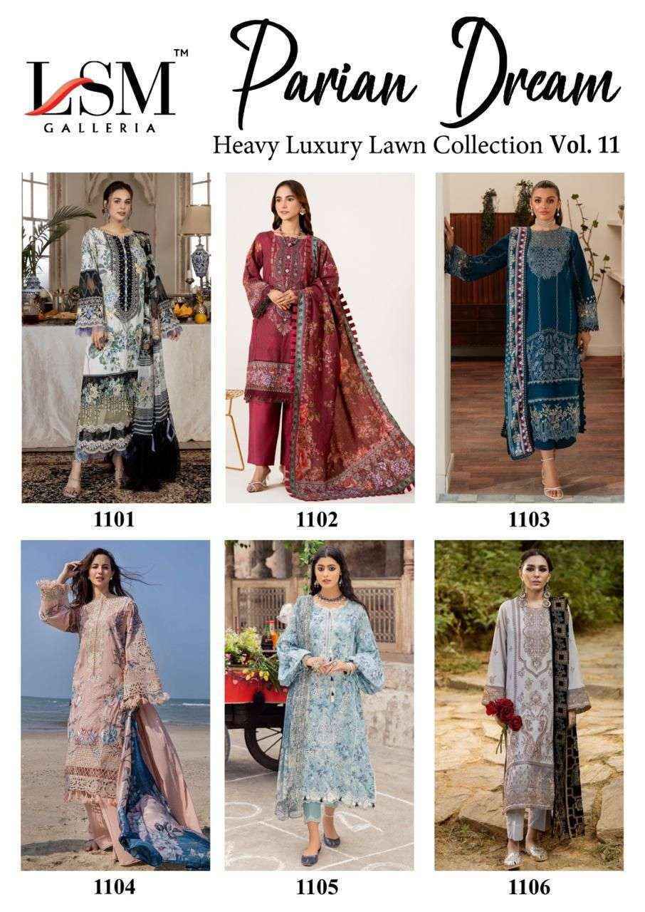 LSM Galleria Parian Dream Vol 11 Wholesale Lawn Dress Material ( 6 pcs Catalogue )