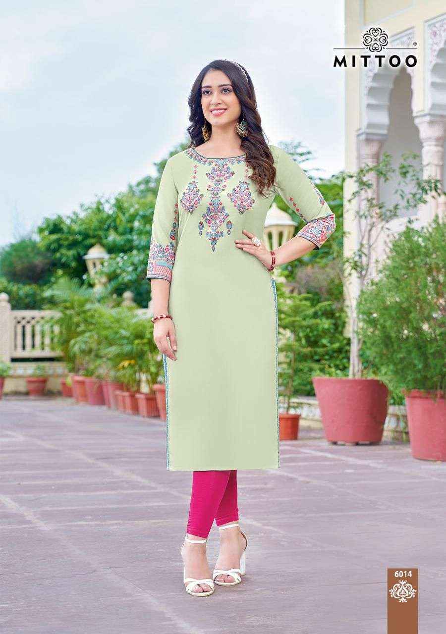 Mittoo Fashion Rihana Vol 3 Wholesale Rayon Kurti With Price ( 6 Pcs Catalogue )