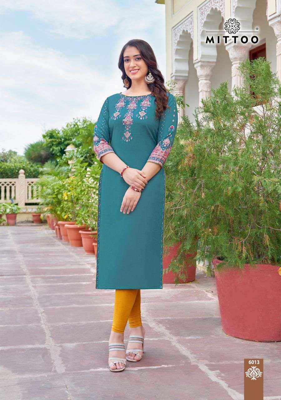 Mittoo Fashion Rihana Vol 3 Wholesale Rayon Kurti With Price ( 6 Pcs Catalogue )