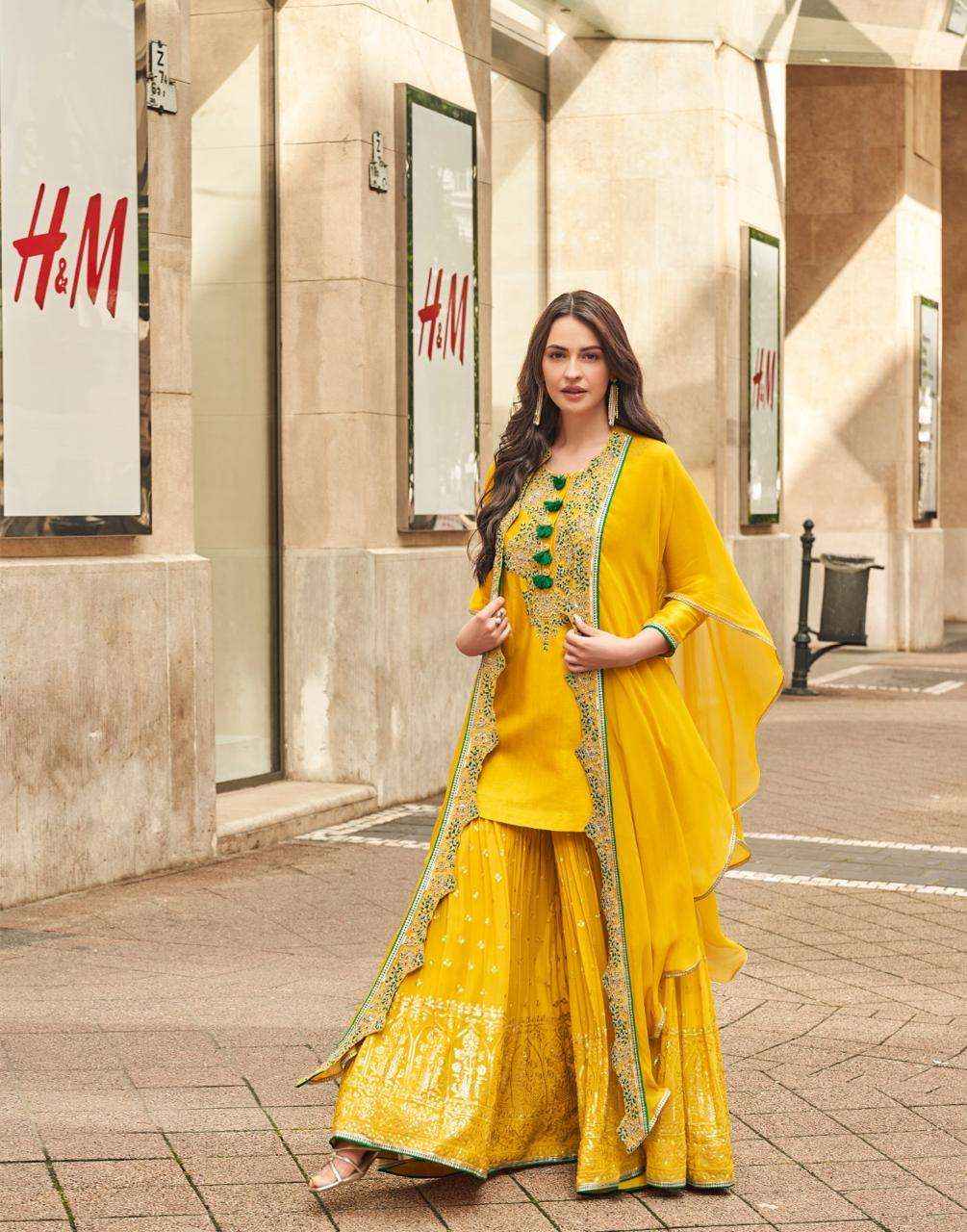 Sayuri Designer Ishani 5595 To 5597 Designer Partywear Gharara Suits ( 3 Pcs Catalogue )