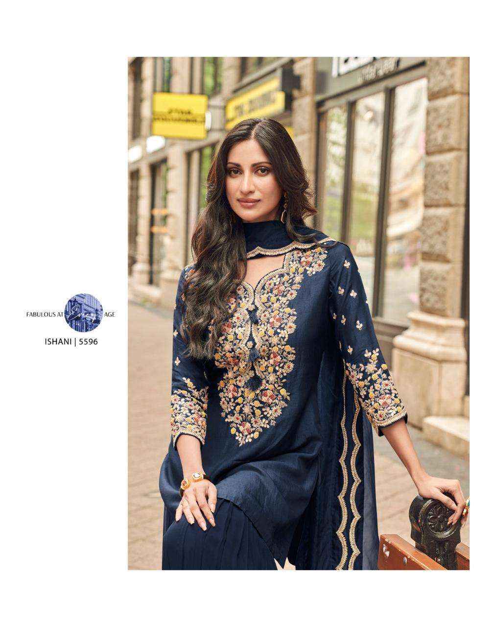Sayuri Designer Ishani 5595 To 5597 Designer Partywear Gharara Suits ( 3 Pcs Catalogue )