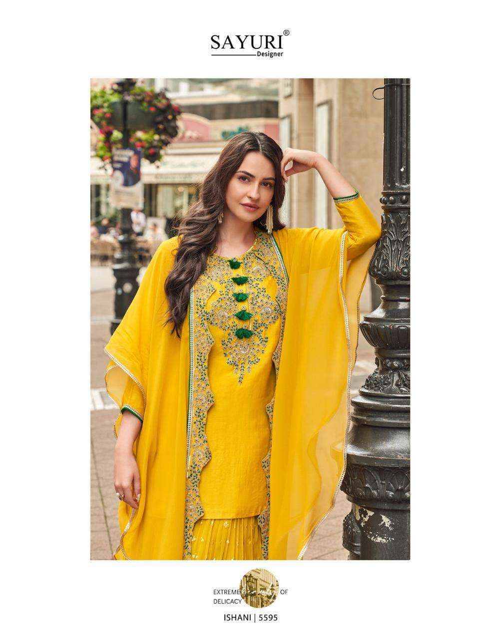Sayuri Designer Ishani 5595 To 5597 Designer Partywear Gharara Suits ( 3 Pcs Catalogue )