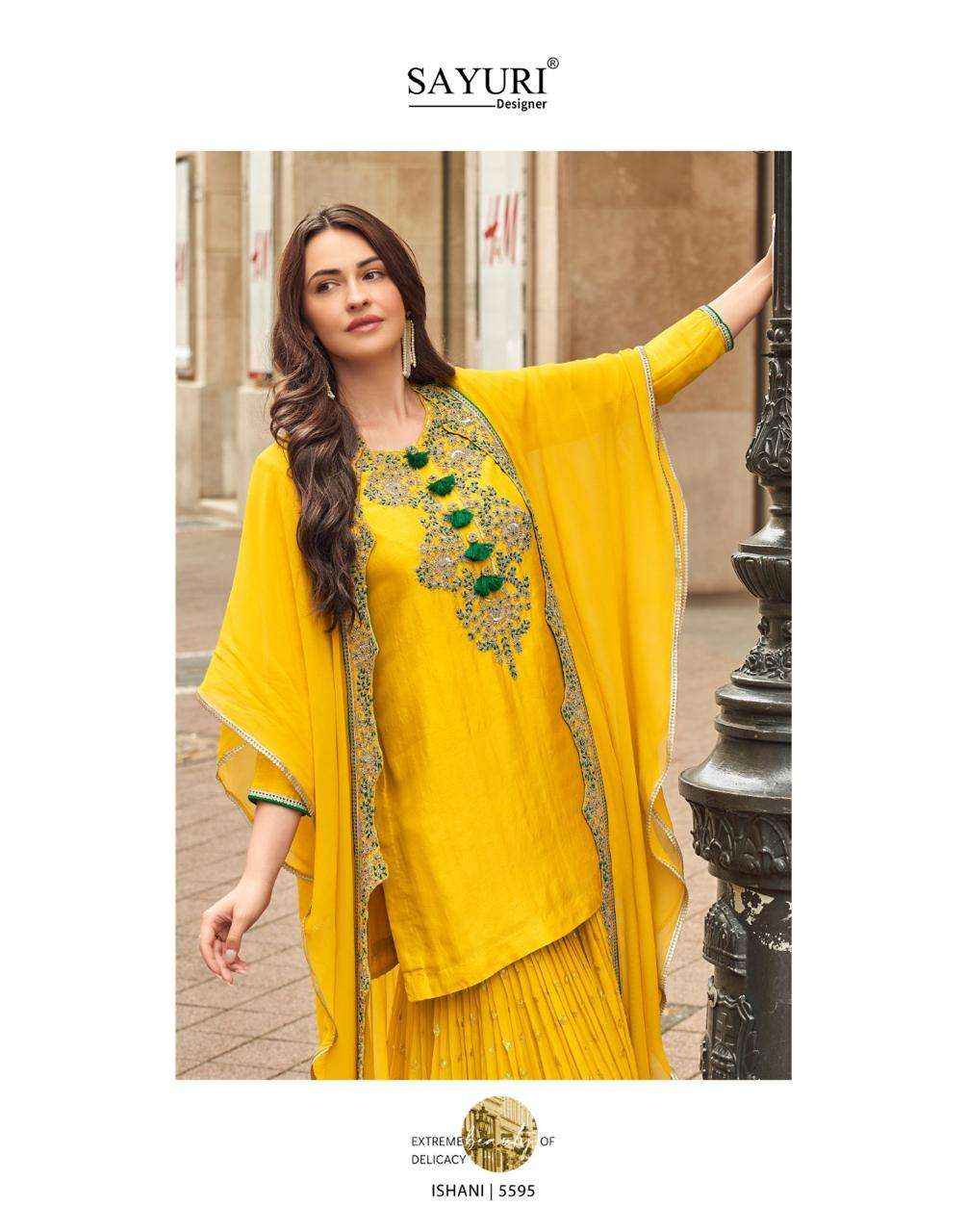Sayuri Designer Ishani 5595 To 5597 Designer Partywear Gharara Suits ( 3 Pcs Catalogue )