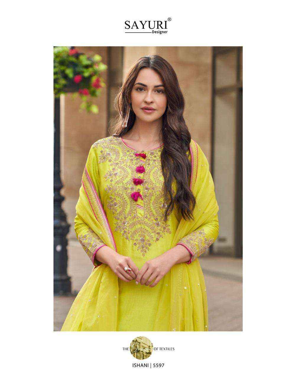 Sayuri Designer Ishani 5595 To 5597 Designer Partywear Gharara Suits ( 3 Pcs Catalogue )