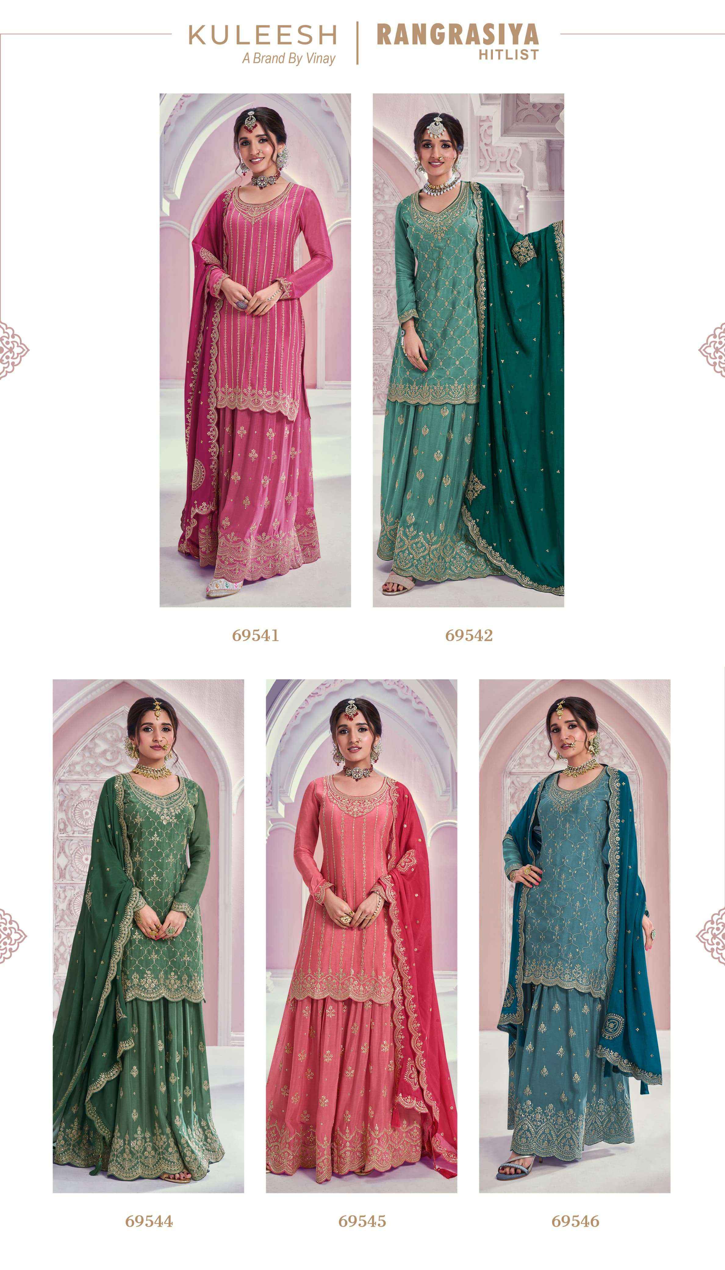VINAY FASHION KULEESH RANGRASIYA HIT LIST PARTY WEAR SUITS ( 6 PCS CATALOG )