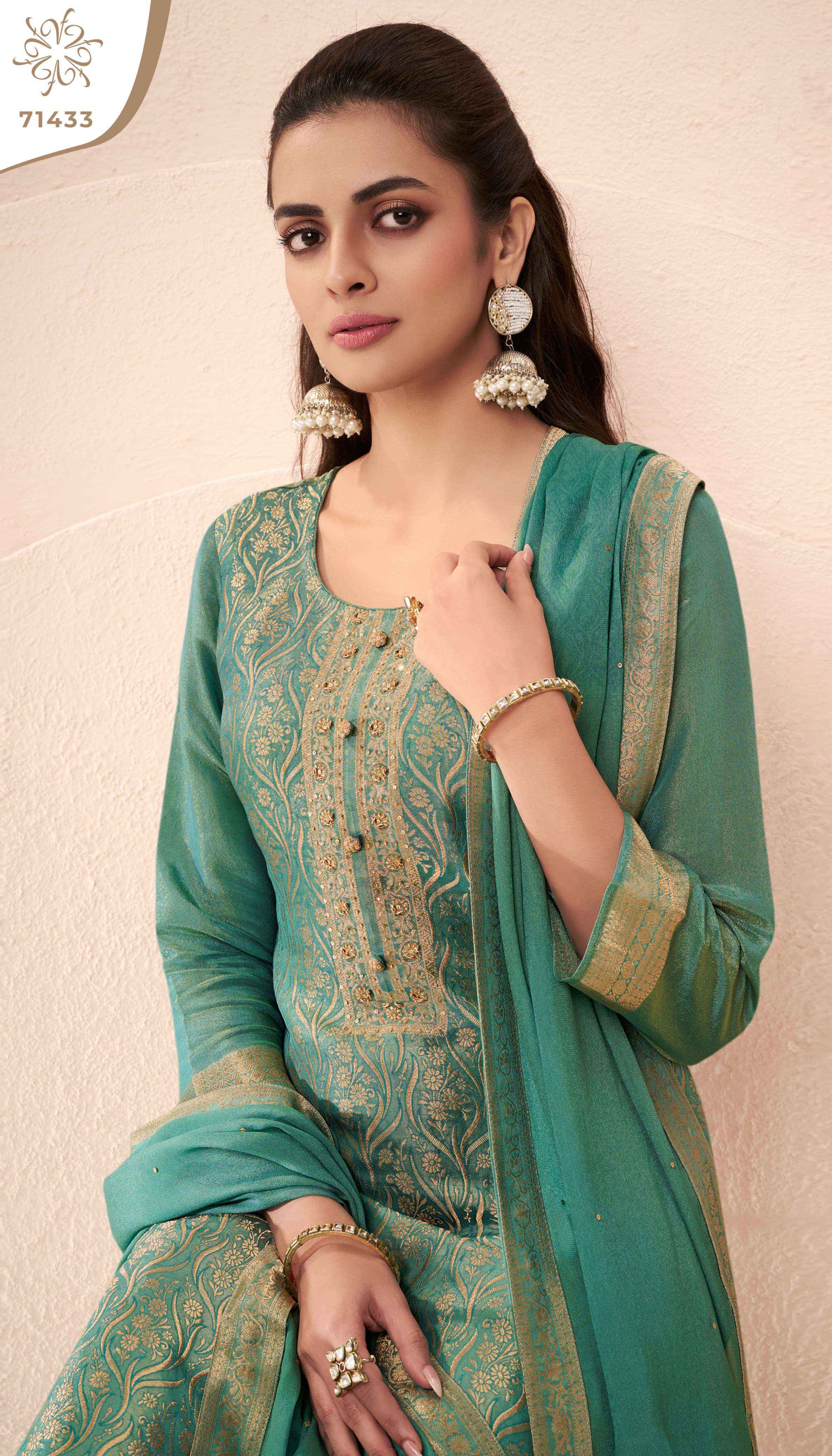 Vinay Fashion Kuleesh Star Partywear Jacquard Suit Dress Material Wholesale Price ( 4 Pcs Catalog )